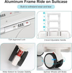 20'' Ride on Luggage Kids Rolling Suitcase with Seat & Aluminum Frame Back to School Gift for Student Travel(White)