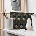 Witchy Goth Makeup Bag, Vintage 1920s Bats and Flowers Aesthetic Cosmetic Toiletry Bag for Women