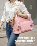 Pecute Dog Purse Carrier, Dog Carrier with Pockets for Small Dogs, Fits Dogs 5 lbs to 9 lbs, Cat and Puppies Tote Bag, Outing, Travel, Vet, Pink