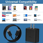 Type C Charger Fast Charging, 45W USB-C Super Fast Type C Wall Charger for Samsung Galaxy S26 S25 S24 S23 Ultra/S26 S25 S24 S23 S22 S21S20/Note 10/20, PPS Android Charger Block with 8FT Cable-Black
