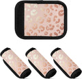 4 Pack Rose Gold Leopard Luggage Handle Wraps with Writable Luggage Tags, 5.9 x 4.3 Inches Durable Polyester Suitcase Handle Wraps