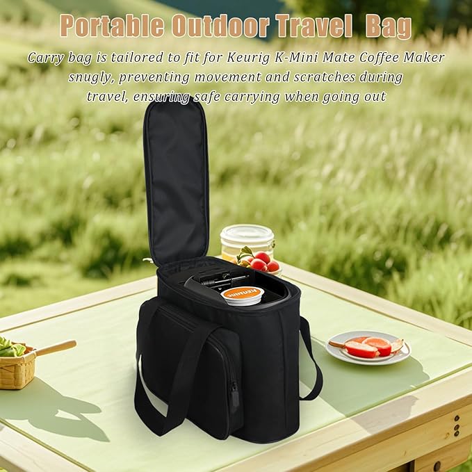 Carrying Bag for Keurig K-Mini Mate Single Serve Coffee Maker, Portable Single Serve Coffee Maker Travel Carrying Case, Thick Padded for Protection, Storage Tote Bag for Coffee Machine