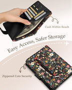 Slohif Passport Wallet Holder Cover for Travel - Women Men RFID Blocking Passport Book Case Protector, Colorful Cute Flower Leather Personalized Organizer Slim Carrier Boarding Pass Cards Slots