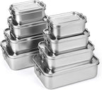 8 PCS Stainless Steel Bento Box 4-Size, Metal Lunch Box, Food Containers, Steel Lunch Container for Home, Work, Camping (550ml+850ml+1400ml+2400ml)*2