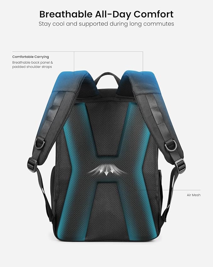 NEXUS 23L Ergonomic Laptop Backpack for Men Women, Fits 16" MacBook, TSA Friendly Anti-Theft Water Resistant, Professional Business Office Bag for Daily Commute and Short Trip