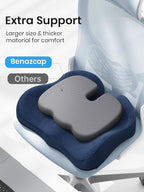 Benazcap Seat Cushion - Memory Foam Car Seat Pad - Sciatica & Lower Back Pain Relief - Car Seat Cushions for Driving - Road Trip Essentials for Drivers, Dark Blue