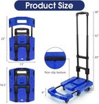 Folding Hand Truck with 6 Wheels and Elastic Ropes - Portable Heavy Duty Dolly Cart for Travel and Moving