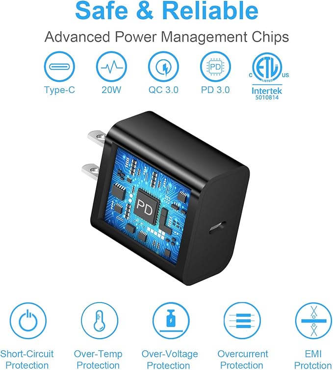 iPhone 17 16 15 Charger Fast Charging 3+3Pack 20W USB C Wall Charger with 6FT Fast Charging Cable Compatible with iPhone 17/17 Air/17 Pro/17 Pro Max/iPhone 16/15 Series, iPad Pro/AirPods -Black