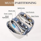 BOYATU Travel Makeup Bag Organizer Cosmetic Bag: 3 Pcs Set Make up Bags for Women with Handle - Waterproof Vegan Leather Toiletry Bags Travel Essentials Pouch with Compartments (H-03-White)