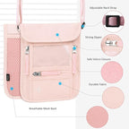 WALNEW Passport Holder Neck Pouch Travel Wallet for Women and Men, RFID Blocking Security Slim Traveling Wallet with Around Neck Lanyard Strap, Pink