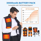 30000mAh Heated Vest Battery Pack 7.4V/5V, Heating Vest Portable Charger with DC and USB Output Ports, Power Bank for Heated Jacket, LED Display Battery Pack for Heated Vest
