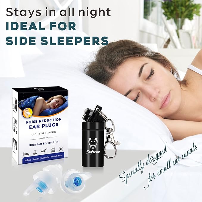 Small Ear Plugs for Noise Cancelling, Reusable Comfy Earplugs for Sleeping, Snoring, Loud Events, Travel, Studying, Concerts -31dB Hearing Protection