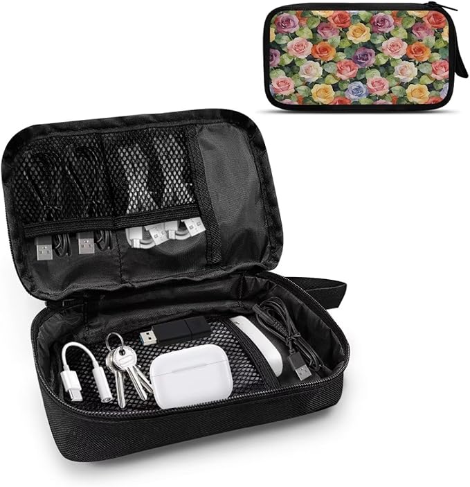 Tulips Travel Cord Organizer Case Portable Cable Organizer Bag for Charger Phone Earphone Large Tech Pouch Electronics Organizer Travel Case