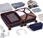 Carry On Luggage Set 22x14x9 Airline Approved Luggage Sets 3 Piece,Suitcases with Wheels,ABS Hard Case Luggage with TSA Lock Spinner Wheels(20 Inch,BP/TB)