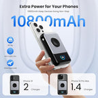 Magnetic Portable Charger 10800mAh with Built-in Cables, 15W Wireless Power Bank for Magsafe,30W PD Fast Charging USB-C Travel Essential Battery Pack for iPhone 17/16/15/14/13/12 Series