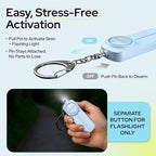 Personal Safety Alarm Keychain for Women - 130dB Siren, LED Light, Panic Pin – Self-Defense Device and Emergency Whistle Alternative for College, Travel, and Night Walk Protection by Weten (Blue)