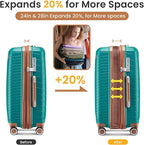 Hard Shell Luggage Sets 4 Piece with 360 Spinner Wheels,Lightweight Suitcase Set with TSA Lock,Travel Luggage Set with Telescoping Handle,Light and Strong,Easy to Clean (Coral+Green)