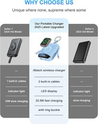 Portable Charger, 10000mAh 22.5W Fast Charging Power Bank with Built-in Cables, Travel Essentials Battery Pack with LED Display for iPhone, Portable iWatch Charger for 11/10/9/8/7/6/SE/Ultra Dawn Blue