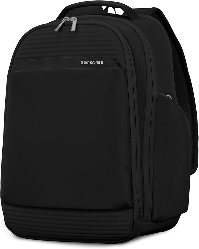 Samsonite Paralux Everyday Backpack - Laptop & Tablet Backpack with 5 Compartments, Removable TecKit™ Pouch, Microsuede Trim, Water Bottle Pockets - Work, Commute & Travel Bag - Black