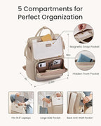 LOVEVOOK Laptop Backpack for Women with Giant Tumbler Holder Pocket, 15.6 inch Travel Work Backpack Purse for Nurse Teacher, Waterproof School Bag College Bookbag Cute Casual Daypack for Girls Khaki