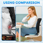 Gel Seat Cushion & Lumbar Support Pillow Set, Cooling Memory Foam for Tailbone & Sciatica Pain Relief, Ergonomic Office Chair Cushion with Breathable Mesh Cover for Car, Home, Wheelchair (Black)