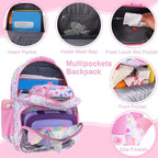 RHCPFOVR Kids Backpack for Girls - Unicorn Girls Backpack Ages 5-8, 15 Inch School Bookbag for Kindergarten Elementary School 1st 2nd Grade