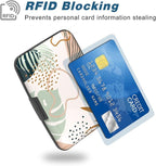 Credit Card Holder, Mini Aluminum Card Wallet RFID Blocking Slim Metal Hard Card Case for Women Men, Leaf