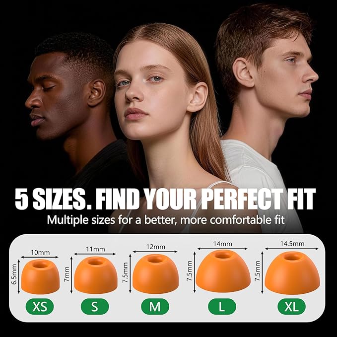 15 Pairs Ear Tips for Powerbeats Pro 2, Replacement EarTips Accessories for Beats Pro 2 Earbuds, 5 Sizes (XS/S/M/L/XL), Fit Charging Case, Orange