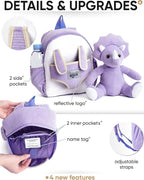 Naturally KIDS Purple Dinosaur Toys for Girls, Triceratops Toy, Dinosaur Gifts for 2 3 Year Old Girls, Toddler Backpack