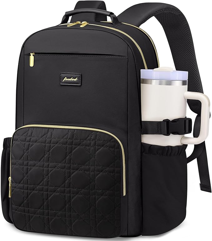 Focdod Laptop Backpack for Women Bookbag: 15.6 inch Work Backpacks with Pouch Pocket for Large Capacity Cup & USB Charger College Book Bag Travel Business Nurse Teacher Bookbags Anti-theft Back Pack