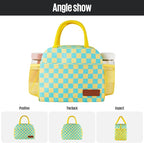 douyadady Lunch Bag Women/Men Lunch Box Women/Men (Yellow+Blue Checkerboard)