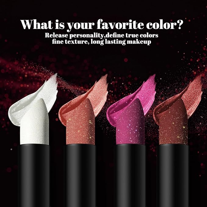 Badhare Shimmer Lipstick Liquid Lip Gloss Waterproof Matte - Long Lasting 12H Transfer Proof, Smudge Proof Full Coverage Non-Drying Glitter Lipstick with Sparkle Lip Stains