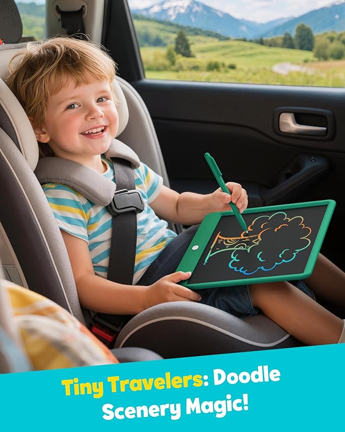TEKFUN 12 Inch LCD Writing Tablet for Kids, Coloring Drawing Pad, Mess Free Doodle Board, Airplane Travel Toys for Boys and Toddlers, Road Trip Essentials, Gifts for 3-8 Year Old Girls(DarkGreen)