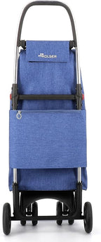 ROLSER I-Max Tweed 4 Wheel 2 Swivelling Foldable Shopping Trolley - Blue