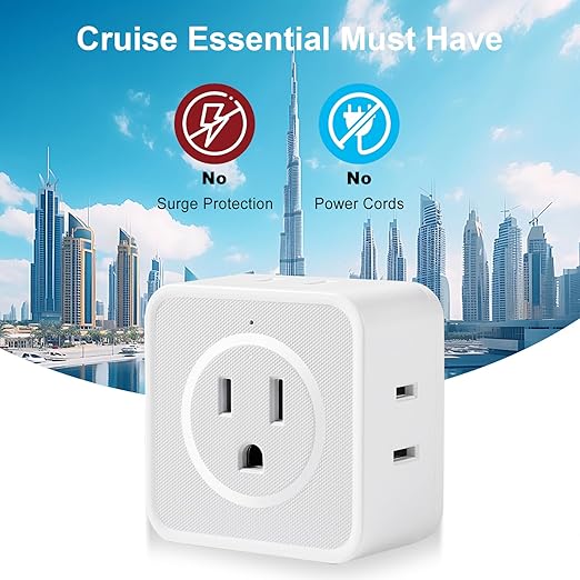 Multi Plug Outlet Extender, FiiMan 5 Outlet Splitter Wall Adapter, 3-Prong Grounded Outlet to The Side, Flat Wall Plug Side Access Adapter, 5 Way Outlet Extender Tap, White (2 Pack)
