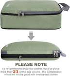 BAGAIL 4 Set/6 Set/8 Set Compression Packing Cubes Travel Accessories Expandable Packing Organizers (Cloth Pattern, 4-Matcha Green)