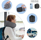 Neck Travel Pillows for Airplanes Memory Foam Neck Comfort Pillow Compact Ergonomic Design Sleeping Essentials for Long Flights Car Rides and Home Use (Grey)