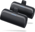LanLuk [2 Pack] Mini Portable Charger for iPhone,5200mAh Ultra-Compact Fast Charging Power Bank Cordless Small Smart Battery Pack Compatible with iPhone 14/14 Pro Max/13/13 Pro/12/XR/8/7/6(Inky+Inky)