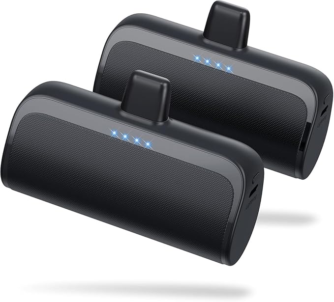 LanLuk [2 Pack] Mini Portable Charger for iPhone,5200mAh Ultra-Compact Fast Charging Power Bank Cordless Small Smart Battery Pack Compatible with iPhone 14/14 Pro Max/13/13 Pro/12/XR/8/7/6(Inky+Inky)
