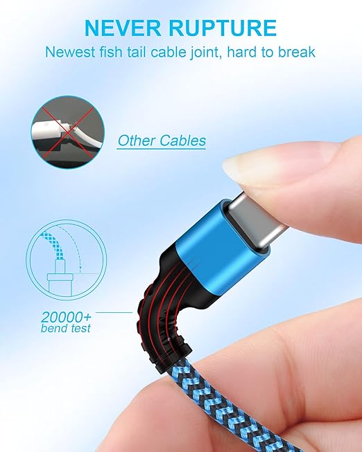 Long Type C Charger Cord 10 Ft for iPhone 17e 17 Pro Max 16e iPhone Air 16 15 Series, Android Phone Accessories C-Type Charging Cord with USB A End, Super Fast Apple Power Cord 10 Foot/2pack