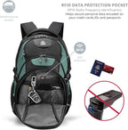 Swissdigital Design Laptop Backpack with USB Charging Port, Travel Backpack Fits 15.6 inches Computer, 31L College School Backpack for Men, Lake Green/Black | SD803-27