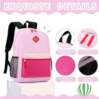 Backpack Set for Girls Boy Kids Backpack with Lunch Box for Elementary Primary Kindergarten School Bag (Taropurple Pink, Large)