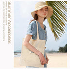 Trifabricy Beach Bags for Women, Large Beach Bag, Woven Straw Tote Bags Waterproof, Weaving Swim Shopping Travel Bag