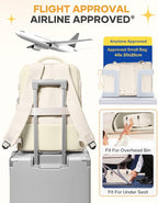 coofay Beige Travel Backpack For Women Men Airline Approved Personal Item Carry On Flight Approved Waterproof Backpack For Traveling On Airplane Weekender Travel Bag