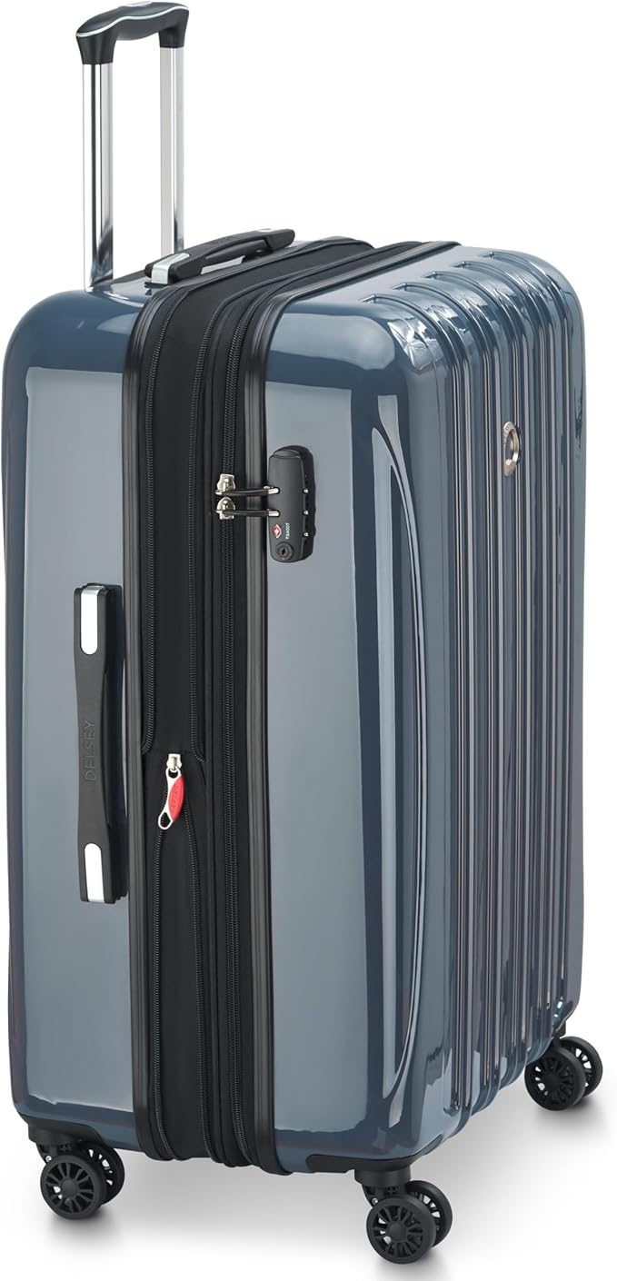 DELSEY PARIS Helium Aero Hardside Expandable Luggage with Spinner Wheels, Orion Blue, Checked-Medium 24 Inch