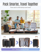 LIGHT FLIGHT Luggage Sets, 3 Piece Durable Suitcase Set with Spinner Wheels, 3 Pcs Hardside Lightweight luggage with TSA Lock, Large Checked Travel Suitcases, 20/24/28 Inch,Black/Brown