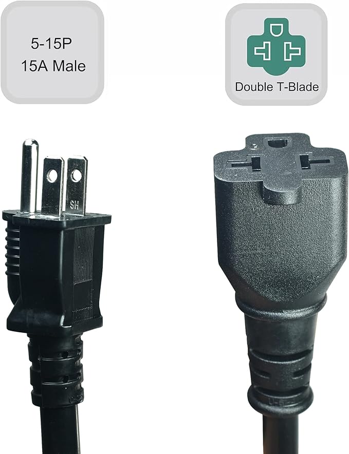 [4 in 1] 15 Amp Household AC Plug to 20 Amp T Blade Adapter,5-15P to 5-20R, 6-15R, 6-20R, 4 in 1 AC Power Adapter