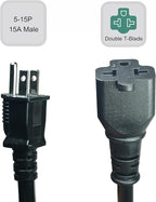 [4 in 1] 15 Amp Household AC Plug to 20 Amp T Blade Adapter,5-15P to 5-20R, 6-15R, 6-20R, 4 in 1 AC Power Adapter