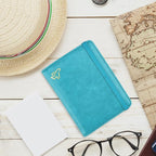 WALNEW Passport Holder for Travel, RFID Passport Cover Wallet for Women Men, PU Leather Passport Book Card Holder Case with Pen (Elastic Band Closure, C-Blue)