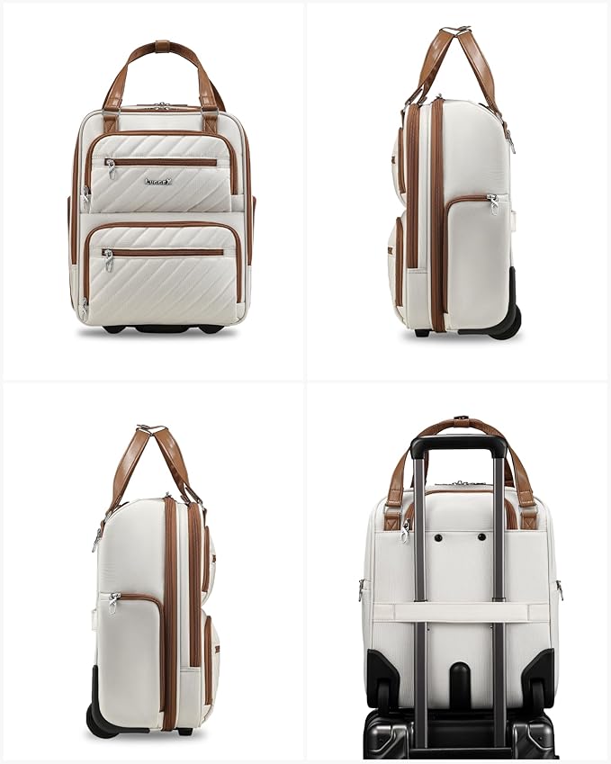 LUGGEX Underseat Carry On Luggage with Wheels, UDK Stylish Lightweight Under Seat Luggage, Soft Sided Personal Item Suitcase for Short Trip (UX-Core, Cream White, 16 Inch)